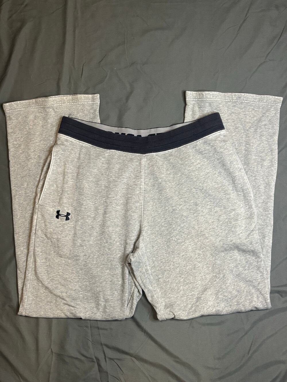 Under Armour Men’s Large Gray Fleece Sweatpants Black Logo Waistband